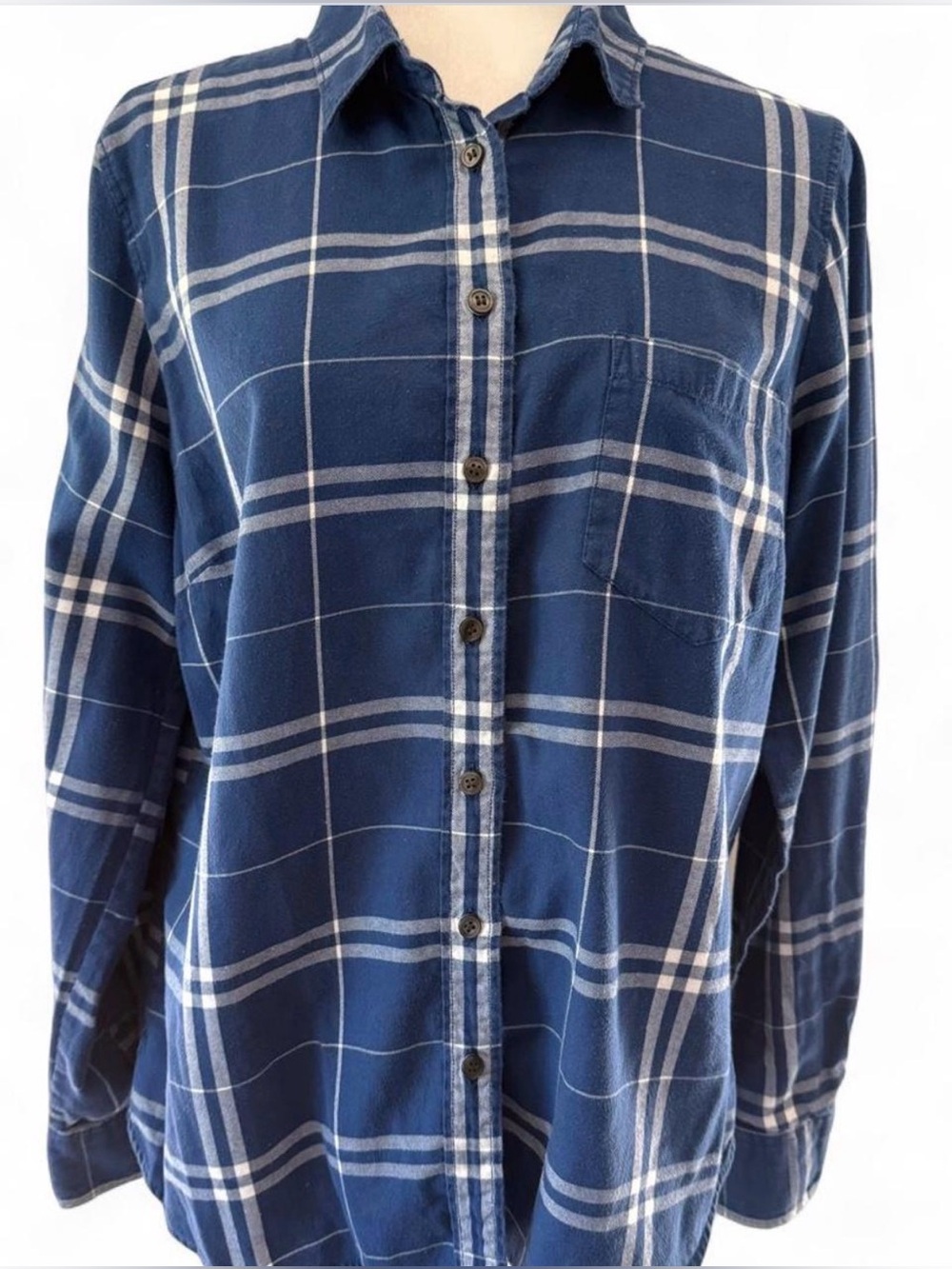 J. Crew Blue and Off-White Plaid Button-Down Shirt - Women’s